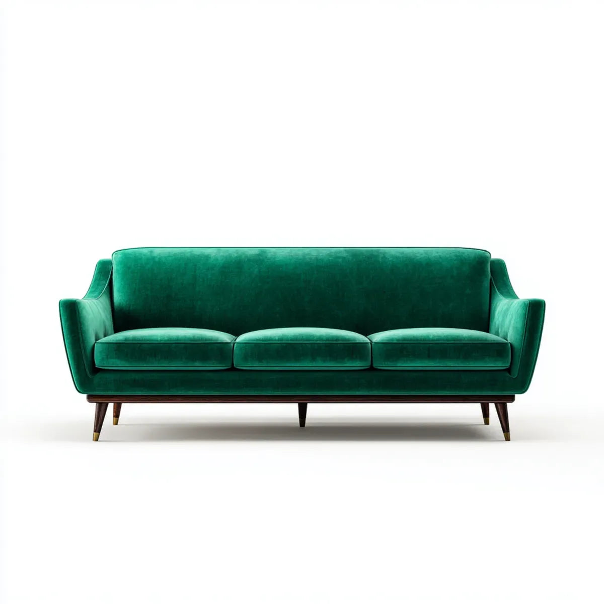 Canapé 3 places vert émeraude 210 x 85 x 86 cm en velours de polyester forme droite