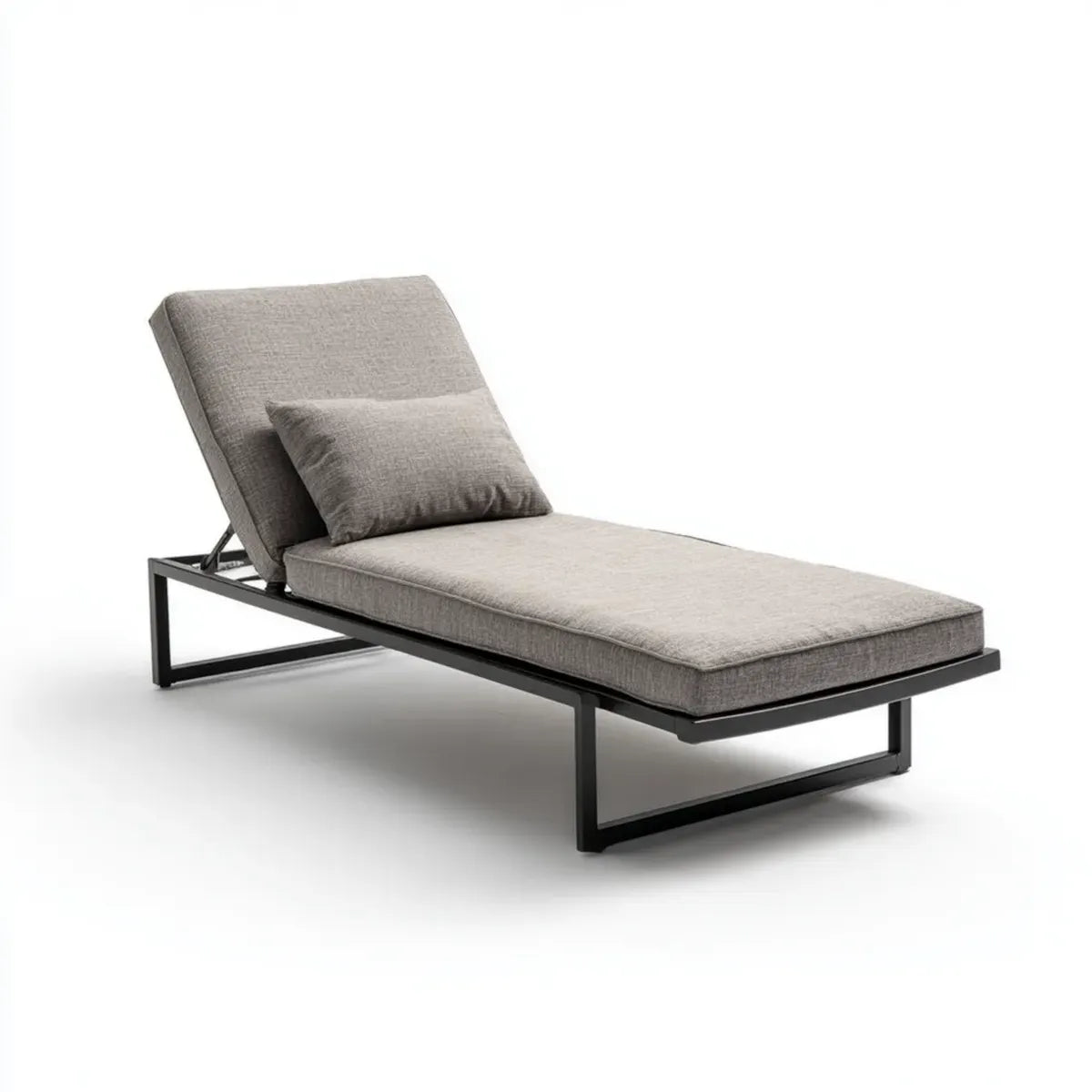 Bain de soleil inclinable gris avec coussins en polyester et structure en aluminium 200 x 70 x 30 cm