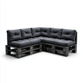 Canapé de jardin d'angle 6 places noir 240 x 240 x 80 cm en bois massif avec coussins en polyester