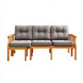 Canapé de jardin 3 places droit gris et naturel en acacia massif avec coussins en polyester 195 x 69 x 70 cm