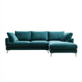 Canapé d'angle 3 places avec méridienne droite vert canard en velours de polyester 260 x 160 x 85 cm