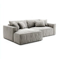 Canapé d’angle 3 places avec méridienne gris en velours côtelé polyester 260 x 170 x 85 cm forme L