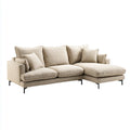 Canapé d'angle avec méridienne droite beige 260 x 160 cm en polyester forme en L