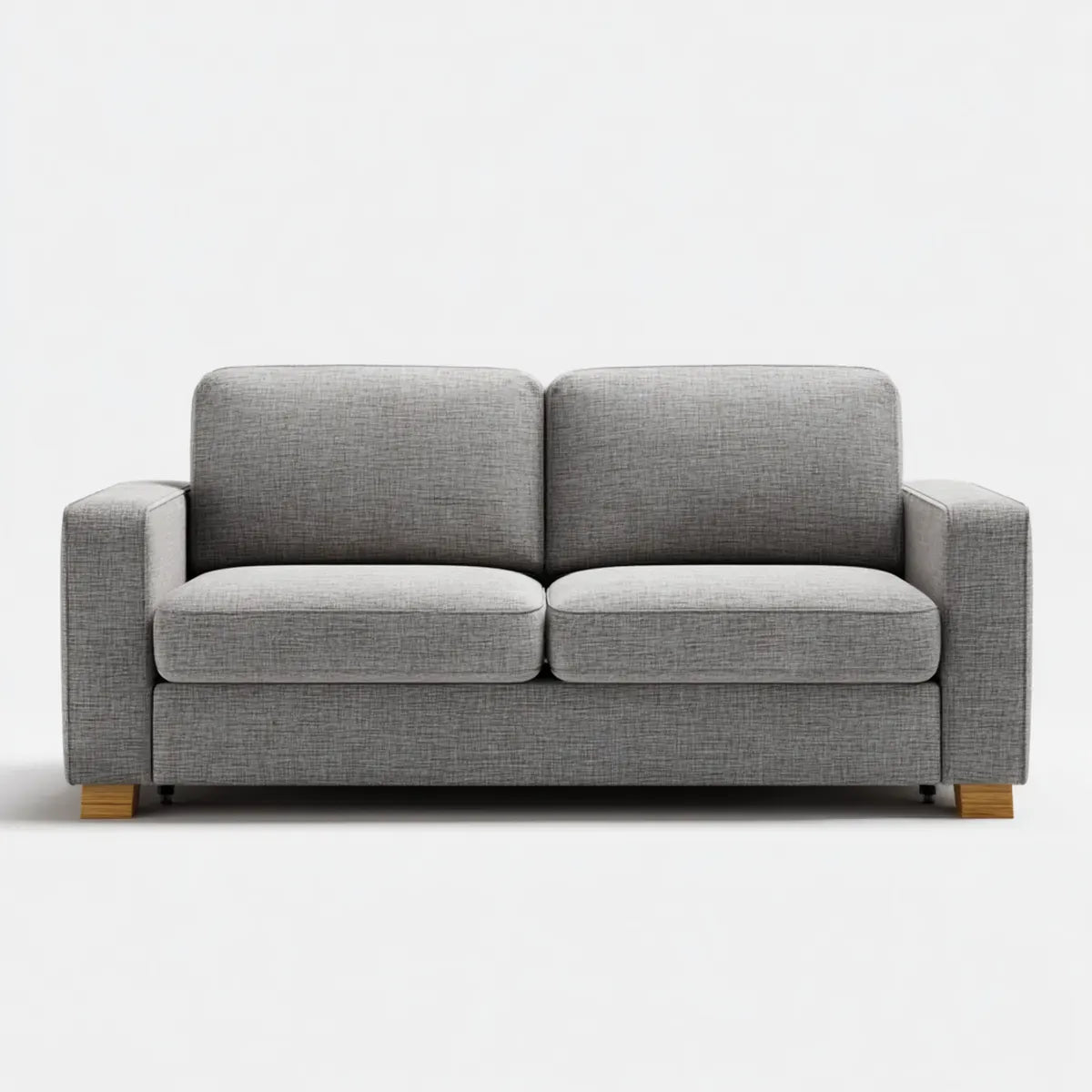 Canapé 2 places gris en polyester avec pieds en bois massif 160 x 85 x 85 cm