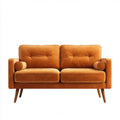 Canapé 2 places orange brûlé en velours de polyester droit 160 x 82 x 86 cm