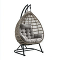 Fauteuil suspendu œuf avec support gris 105 x 105 x 195 cm en rotin PE et acier